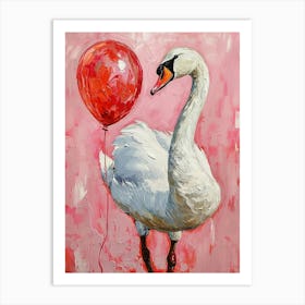 Cute Swan With Balloon Art Print