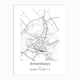 Armentieres,France Minimalist Map Art Print