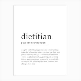 Dietitian Definition Poster - Dictionary Art Print