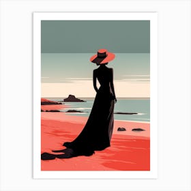 Illustration of an African American woman at the beach 118 Art Print