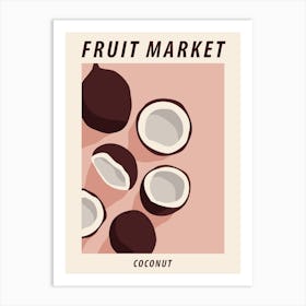 Fruit market Coconut, Exotic food art, Retro print Art Print