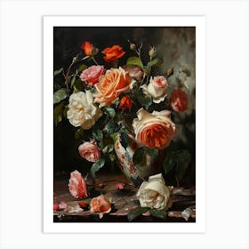 Baroque Floral Still Life Rose 9 Art Print