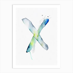 X  Letter, Alphabet Minimalist Watercolour Painting 5 Art Print