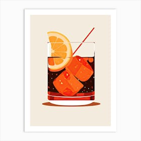 Illustration Negroni Floral Infusion Cocktail 3 Art Print