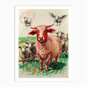 Red Cows Art Print