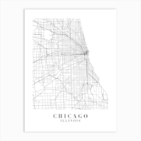 Chicago Illinois Street Map Minimal Art Print