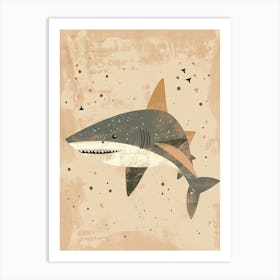 Cute Storybook Style Shark Muted Pastels 6 Art Print