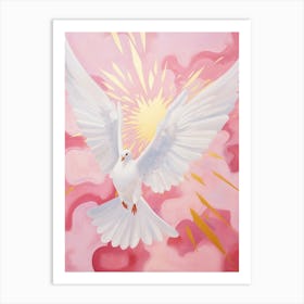 Pink Ethereal Bird Painting Dove 3 Art Print