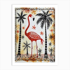 Greater Flamingo And Coconut Trees Boho Print 2 Art Print