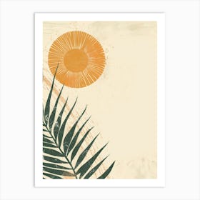 Palm Leaf And Sun Art Print