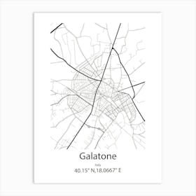 Galatone,Italy Minimalist Map Art Print