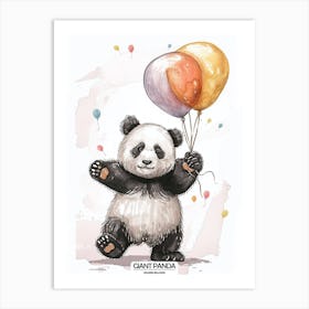 Giant Panda Holding Ballons Poster 1 Art Print