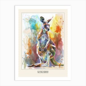Kangaroo Colourful Watercolour 1 Poster Art Print