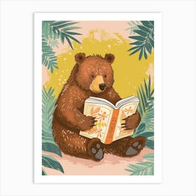 Brown Bear Reading Storybook Illustration 3 Art Print