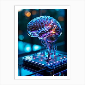 Cybernetic Brain Circuit Infused With Futuristic Design Bioluminescent Neural Pathways Intertwine (5) Art Print