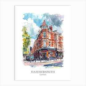 Hammersmith London Borough   Street Watercolour 1 Poster Art Print