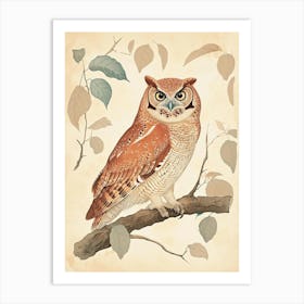 Brown Fish Owl Vintage Illustration 2 Art Print