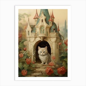 Cat & A Castle Rococo Style 3 Art Print