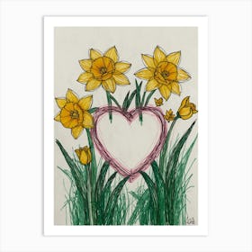 Heart Of Daffodils Art Print