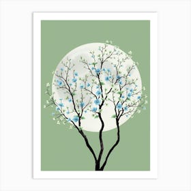 Blue Flower Tree Art Print