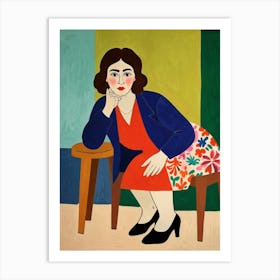 Woman Sitting On A Chair Art Print