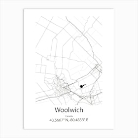 Woolwich,Canada Minimalist Map Art Print