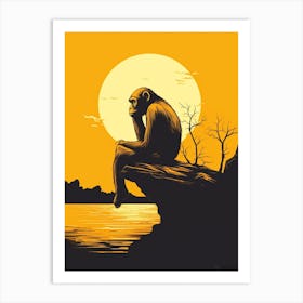 Thinker Monkey Comic Illustration 2 Art Print