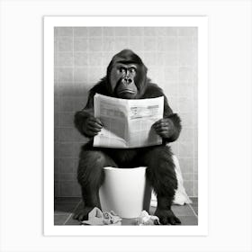 Gorilla on Toilet Funny Picture Art Print