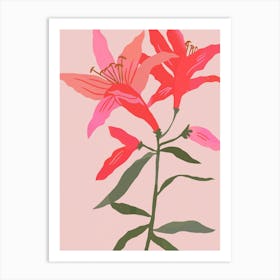 Tropical Red Lilies Art Print