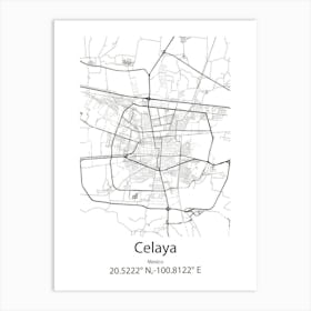 Celaya,Mexico Minimalist Map Art Print