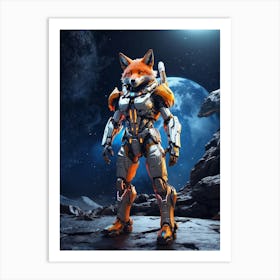 Fox In Cyborg Body #4 Art Print