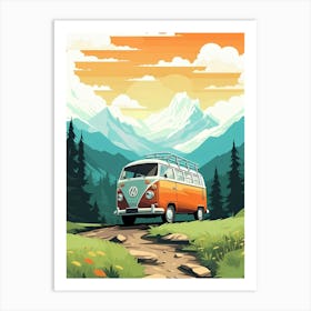 Vw Bus In The Mountains Art Print