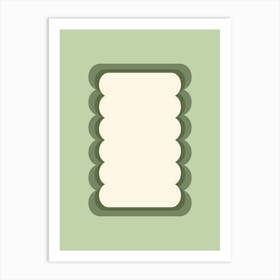 Retro Wavy Shape Pastel Green Art Print