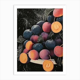 Plums & Nectarines Art Deco Inspired 1 Art Print