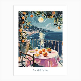 La Dolve Vita Sicily Italy Night Dinner Oranges Art Print