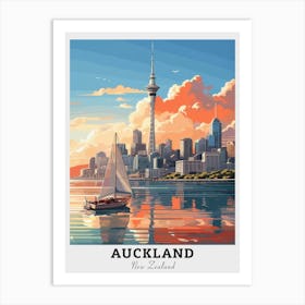 Auckland Skyline Travel Art Print