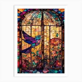 Stained Glass Bird Window 1 Art Print