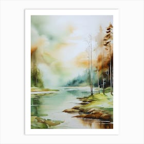 Watercolor Of A Lake 5 Art Print