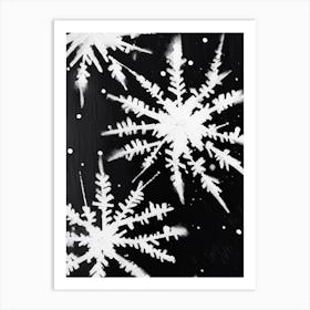 Needle, Snowflakes, Black & White 3 Art Print