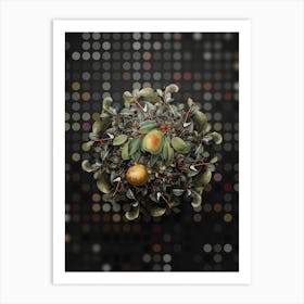 Vintage Pear Fruit Wreath on Dot Bokeh Pattern n.0355 Art Print