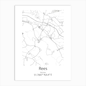 Rees,Germany Minimalist Map Art Print