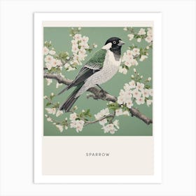 Ohara Koson Inspired Bird Painting Sparrow 3 Poster Art Print