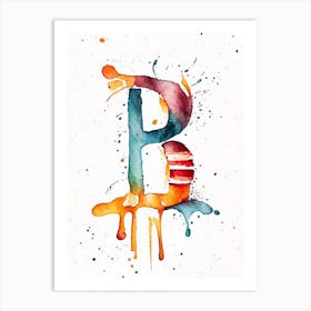 B  Letter, Alphabet Minimalist Watercolour 1 Art Print