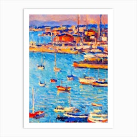 Port Of Limassol Cyprus Brushwork Painting harbour Art Print