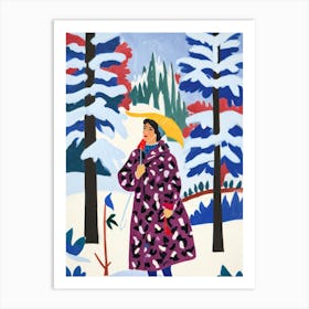 Woman In The Snow Art Print