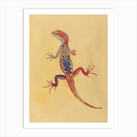 Colourful Rainbow Lizard Block Print 2 Art Print