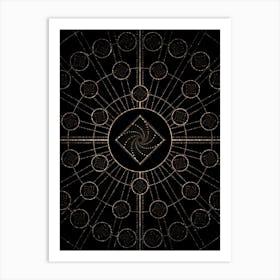 Geometric Glyph Radial Array in Glitter Gold on Black n.0067 Art Print