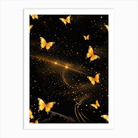 Golden Butterflies 16 Art Print