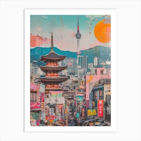 Seoul   Retro Collage Style 2 Art Print