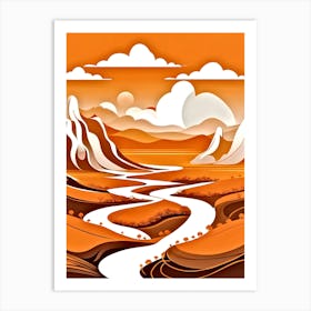 Landscape With Mountains And River Art Print